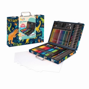 Set creativ colorat pentru desen și pictură – Happi Hobbi Art Case Dinozaur