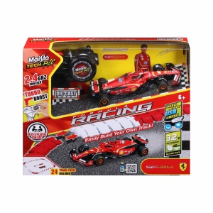 Set de joacă cu mașinuță Ferrari SF 24 RC, circuit modular, telecomandă 2.4GHz, multicolor
