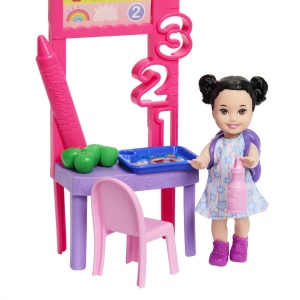 Set de joacă papusa Barbie bruneta cu rochie roz, 32.5cm, 19x6.5cm - Img 7