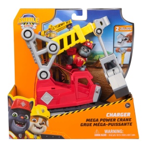 Set de Joaca Paw Patrol Mega Power Crane, Figurina Rubble Charger cu Excavator
