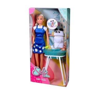 Set de joacă Steffi Love - Baia bebelusului, papusa, bebelus, cadita cu suport, multicolor, 32.5x16x6cm