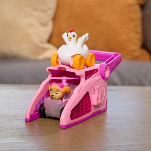 Set figurine Paw Patrol, Skye și vehicul cu lansator, visiniu, 25.08x20.32x8.26cm - Img 6