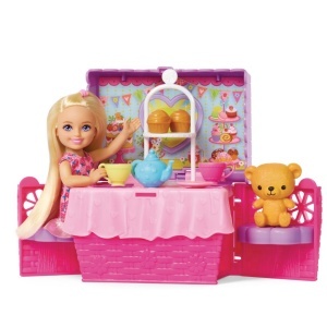 Set papusi Barbie Family and Friends Chelsea, petrecere cu ceai, accesorii picnic, multicolor, 30.5x24x8cm