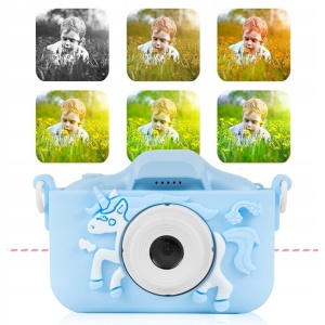 Aparat foto digital pentru copii Unicorn, Bleu - Img 8