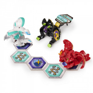 Figurine Bakugan Armored Alliance,Hydorous Trhyno ultra,Barbetra si Auxillataur - Img 3