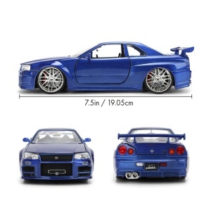 JADA FAST AND FURIOUS MASINUTA METALICA BRIANS NISSAN SKYLINE GT R R34 SCARA 1 LA 24 - Img 4