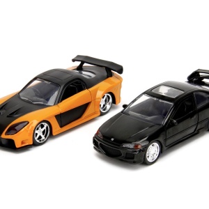 JADA FAST & FURIOUS LEGACY SERIES SET 2 MASINUTE METALICE HONDA CIVIC SI MAZDA RX-7 SCARA 1:32 - Img 2