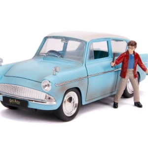 JADA HARRY POTTER SET FIGURINA HARRY POTTER SI MASINUTA METALICA FORD ANGLIA 1959 SCARA 1 LA 24 - Img 2