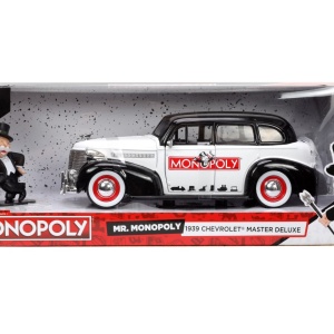 JADA SET MASINUTA METALICA CHEVROLET MASTER DELUXE 1939 SCARA 1:24 SI FIGURINA MR MONOPOLY