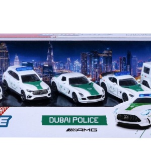 MAJORETTE SET 5 MASINUTE DE POLITIE DUBAI METALICE MERCEDES AMG 7.5CM