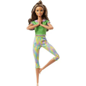 Papusa Barbie Made to move, 22 de articulatii complet mobile, seria 3, par saten - Img 1