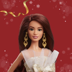 Papusa Barbie Signature bruneta de sarbători, multicolor, 33x26.5x7.5cm - Img 9