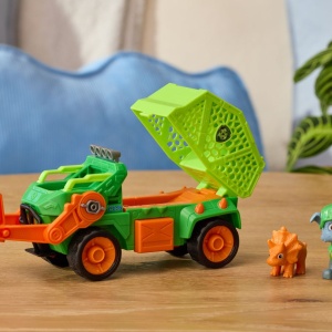 PATRULA CATELUSILOR FILMUL CU DINOZAURI SET DINO VEHICUL CAMION DE RECICLARE CU FIGURINA ROCKY SI ACCESORII 15CM - Img 7