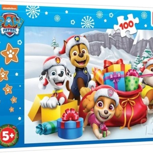 PUZZLE TREFL 100 PIESE PATRULA CATELUSILOR CRACIUNUL ALATURI DE PATRULA