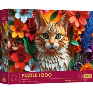 Puzzle Trefl 1000 piese, Editia Aniversara 40 de ani, 3D Pisica
