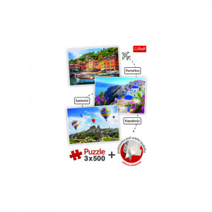 Puzzle Trefl 3x500 piese,Portofino,Santorini,Cappadocia - Img 6