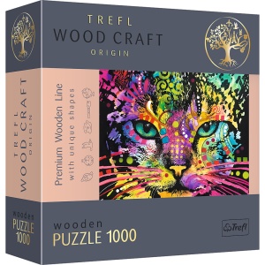 PUZZLE TREFL DIN LEMN 1000 PIESE PISICUTA COLORATA