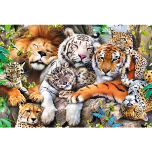 PUZZLE TREFL DIN LEMN 500+1 PIESE FELINELE DIN JUNGLA - Img 2