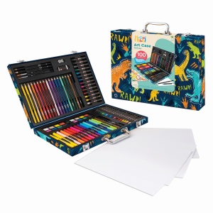 Imagine cu set desen complet pentru copii, 100 accesorii, ambalaj Dinozaur