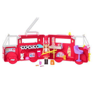 Set de joaca Barbie, papusa Chelsea cu masina de pompieri transformabila in casuta si accesorii - Img 4