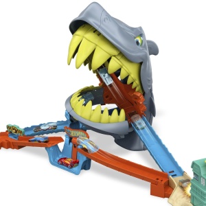 Set de joaca Hot Wheels City, pista de curse plaja rechinului Chomp, masinuta inclusa - Img 8