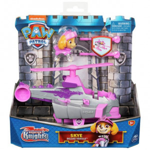 Set Figurina cu Vehicul Transformabil Paw Patrol - Rescue Knights Skye