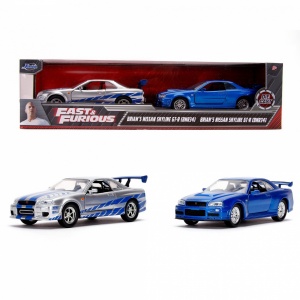SET MASINUTE METALICE FAST & FURIOUS BRIAN'S NISSAN SKYLINE GT-R(BNR34) SCARA 1 LA 32