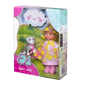 Set papusa Evi Love si catel, plimbare in ploaie, multicolor, 12x4.5x16cm