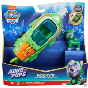 Set Paw Patrol, Vehicul cu peste ferastrau Aqua Pups si figurina Rocky - Img 7