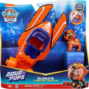 Set Paw Patrol, Vehicul homar Aqua Pups cu figurina Zuma