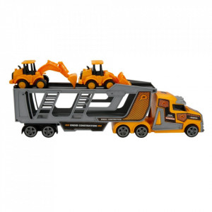 Set transportator cu utilaje de constructii Maxx Wheels, Galben, 45 cm - Img 3