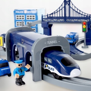 Tren electric de politie cu vehicule si elicopter, MalPlay - Img 9