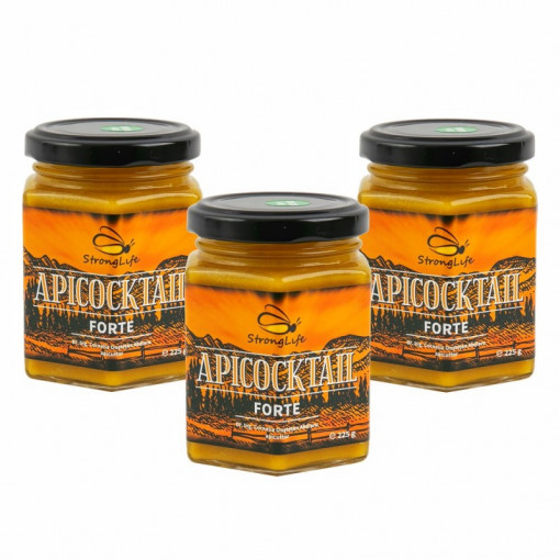 Pachet ApiCocktail® Forte - 3 x 225g mix-uri apicole pentru intarirea sistemului imunitar, revitalizarea și energizarea organismului by Dr. Ing. Cornelia Dostetan Abalaru apicultor