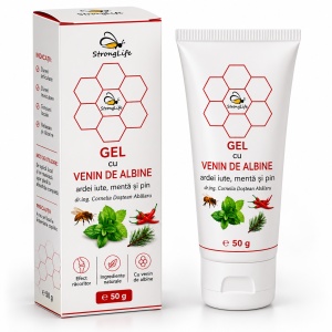 Gel revigorant cu venin de albine - 50g, ardei iute, menta si pin by Dr. Ing. Cornelia Dostetan Abalaru apicultor