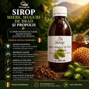Pine Bud Syrup with Honey and Propolis - 200ml by Dr. Ing. Cornelia Dostetan Abalaru, Beekeeper - Img 2