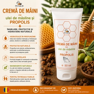 Crema de maini cu ulei de masline si propolis - 50ml by Dr. Ing. Cornelia Dostetan Abalaru apicultor - Img 2