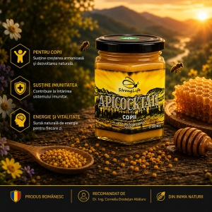 ApiCocktail® Copii - 225g cocktail apicol pentru imunitate din miere, polen, propolis, laptisor de matca by Dr. Ing. Cornelia Dostetan Abalaru apicultor - Img 2
