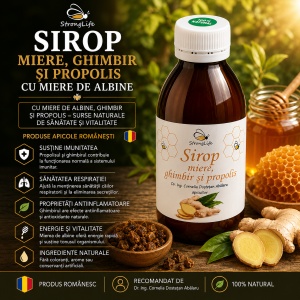 Ginger Syrup with Honey and Propolis - 200ml by Dr. Ing. Cornelia Dostetan Abalaru, Beekeeper - Img 2