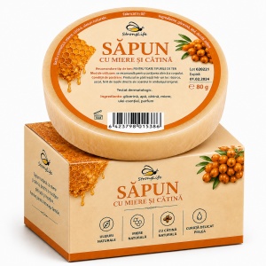 Natural Soap with Honey and Sea Buckthorn – 80g by Dr. Ing. Cornelia Dostetan Abalaru, Beekeeper