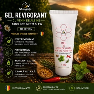Revitalizing Gel with Bee Venom – 50g, Chili Pepper, Mint, and Pine by Dr. Ing. Cornelia Dostetan Abalaru, Beekeeper - Img 2