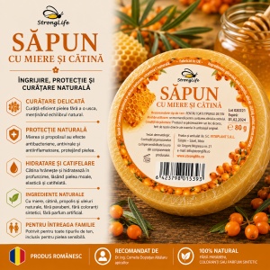 Natural Soap with Honey and Sea Buckthorn – 80g by Dr. Ing. Cornelia Dostetan Abalaru, Beekeeper - Img 2