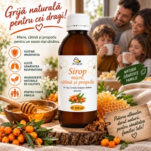 Sea Buckthorn and Propolis Syrup with Honey - 200ml by Dr. Ing. Cornelia Dostetan Abalaru, Beekeeper - Img 2