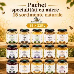 StrongLife Honey specialties set – 15 Natural varieties, 15 × 225 g - Img 2
