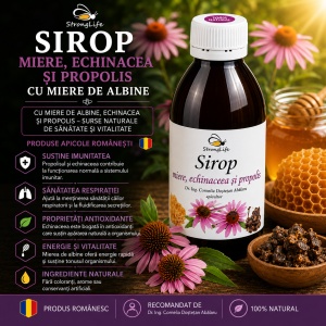 Echinacea Syrup with Honey and Propolis - 200ml by Dr. Ing. Cornelia Dostetan Abalaru, Beekeeper - Img 2