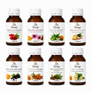 StrongLife natural syrup set with honey and propolis – 8 Varieties, 8 × 200 ml