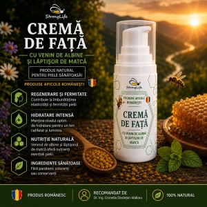 Crema de fata cu venin de albine si laptisor de matca StrongLife - 35g by Dr. Ing. Cornelia Dostetan Abalaru apicultor - Img 2