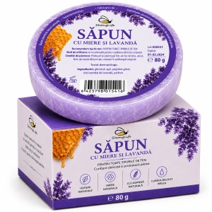Natural Soap with Honey and Lavender – 80g by Dr. Ing. Cornelia Dostetan Abalaru, Beekeeper