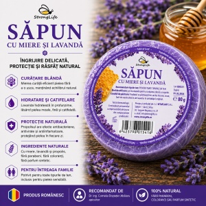 Natural Soap with Honey and Lavender – 80g by Dr. Ing. Cornelia Dostetan Abalaru, Beekeeper - Img 2