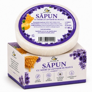 Sapun natural cu miere si laptisor de matca - 80g by Dr. Ing. Cornelia Dostetan Abalaru apicultor