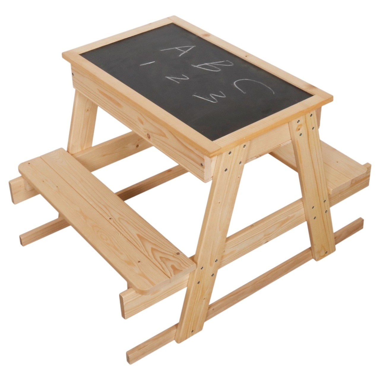 Masă de picnic pentru grădină cu tablă neagră și spațiu de depozitare